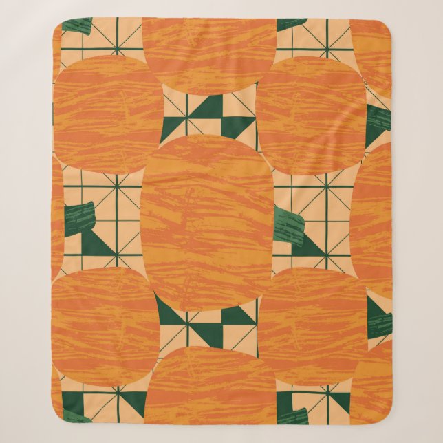 Couverture Sherpa Citrouille : Triangle géométrique rétro. (Devant)