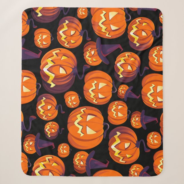 Couverture Sherpa Citrouilles d'Halloween : Motif Éffrayant sans cou (Devant)