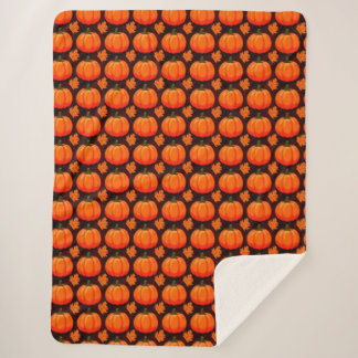 Couverture Sherpa Citrouilles et feuilles d'automne