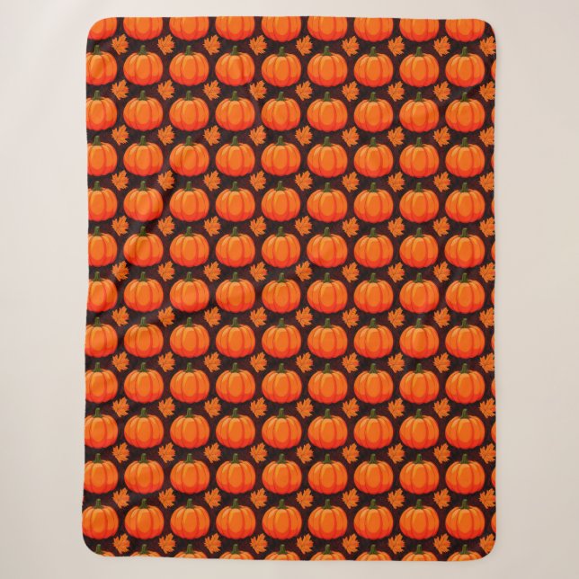 Couverture Sherpa Citrouilles et feuilles d'automne (Devant)