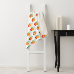 Couverture Sherpa Citrouilles Mignonnes Peintes à l'Aquarelle pour H