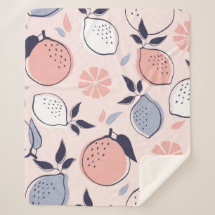 Couverture Sherpa Citrus Abstrait Motif de citron et d'oranges en Pa