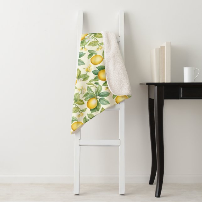 Couverture Sherpa Citrus aux fleurs de citron méditerranéen (En situation)