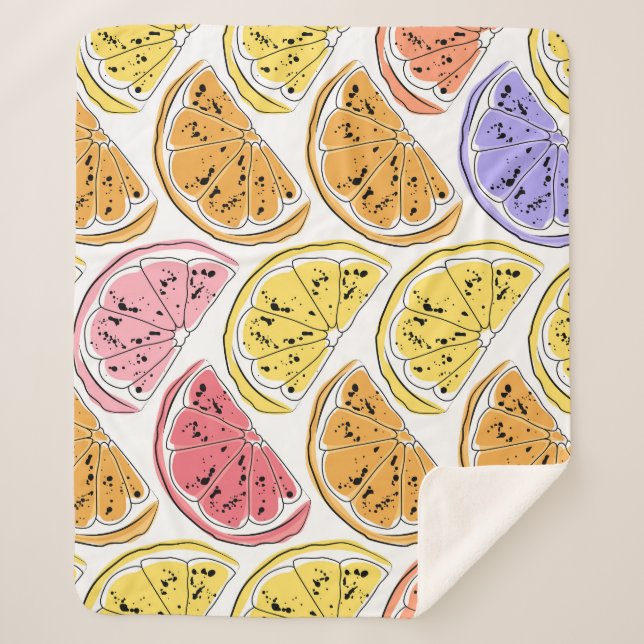 Couverture Sherpa Citrus citron vintage Texture d'été (Devant)