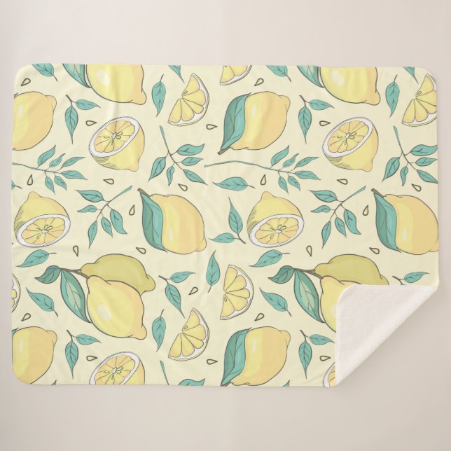Couverture Sherpa Citrus de citron moderne jaune d'été Personnalisé (Devant (Horizontal))
