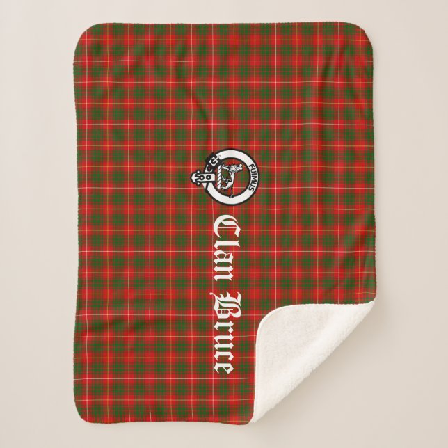 Couverture Sherpa Clan Bruce Crest Badge et Tartan (Devant)