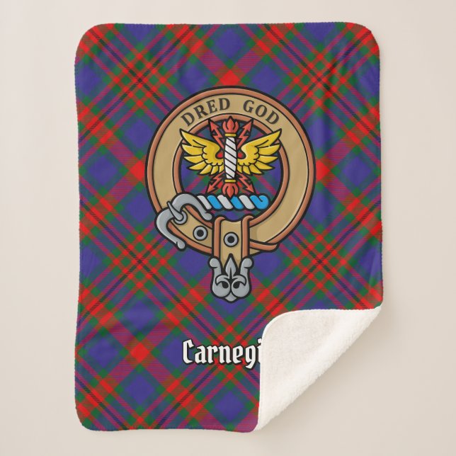 Couverture Sherpa Clan Carnegie Crest sur Tartan (Devant)