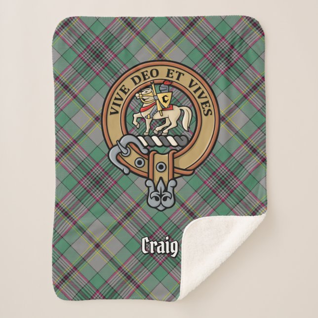 Couverture Sherpa Clan Craig Crest sur Tartan (Devant)