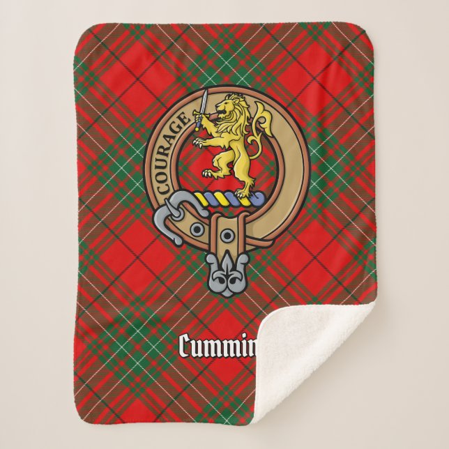 Couverture Sherpa Clan Cumming Crest sur Tartan (Devant)