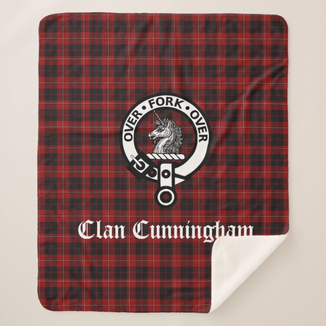 Couverture Sherpa Clan Cunningham Crest Badge et Tartan (Devant)