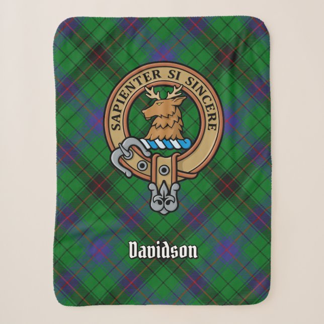 Couverture Sherpa Clan Davidson Crest sur Tartan (Devant)