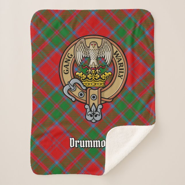Couverture Sherpa Clan Drummond Crest sur Tartan (Devant)
