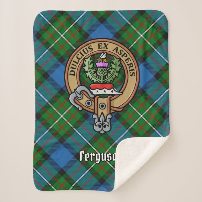Couverture Sherpa Clan Ferguson Crest sur Tartan (Devant)