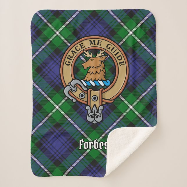 Couverture Sherpa Clan Forbes Crest sur Tartan (Devant)