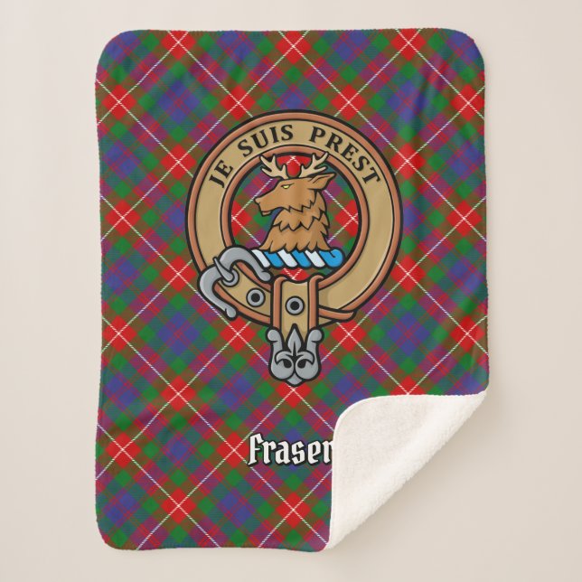 Couverture Sherpa Clan Fraser de Lovat Crest sur Tartan (Devant)