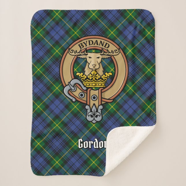Couverture Sherpa Clan Gordon Crest sur Tartan (Devant)
