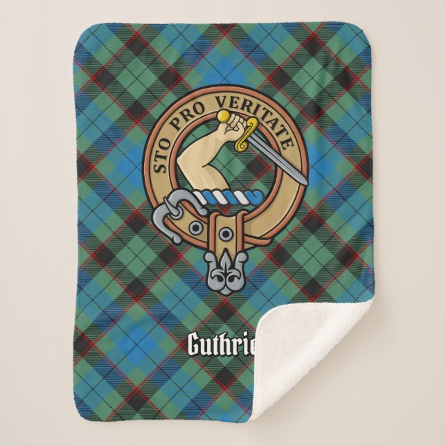 Couverture Sherpa Clan Guthrie Crest sur Tartan (Devant)