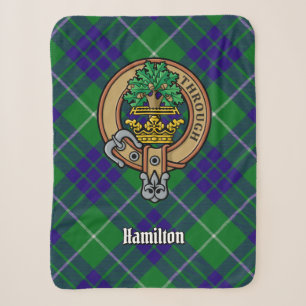 Couverture Sherpa Clan Hamilton Crest sur la chasse Tartan