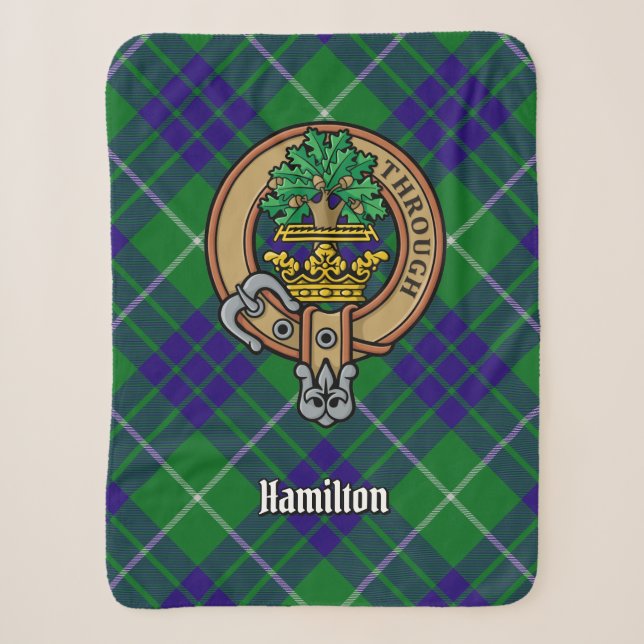Couverture Sherpa Clan Hamilton Crest sur la chasse Tartan (Devant)