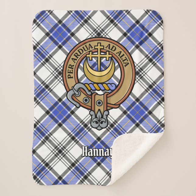 Couverture Sherpa Clan Hannay Crest sur Tartan (Devant)