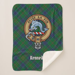 Couverture Sherpa Clan Kennedy Crest sur Tartan