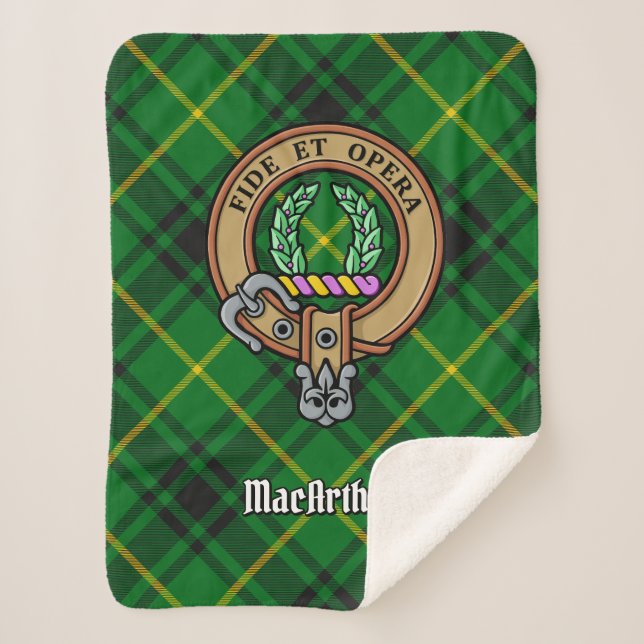 Couverture Sherpa Clan MacArthur Crest sur Tartan (Devant)