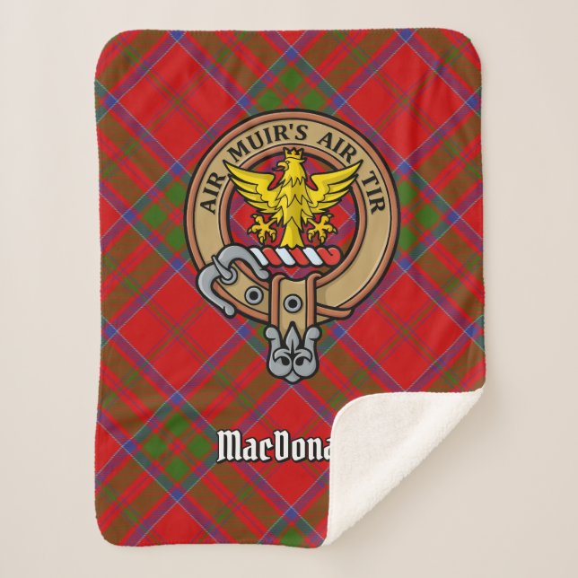Couverture Sherpa Clan MacDonald de Keppoch Crest sur Tartan (Devant)