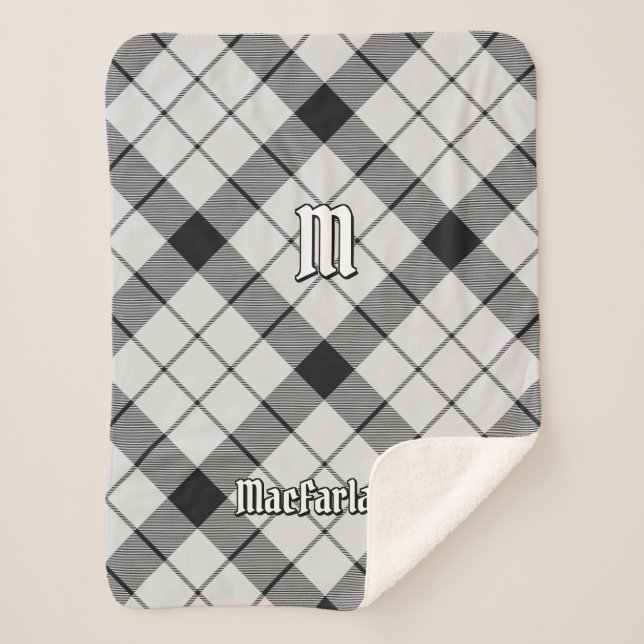 Couverture Sherpa Clan MacFarlane Tartan noir et blanc (Devant)