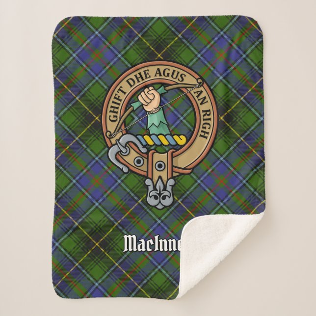 Couverture Sherpa Clan MacInnes Crest sur Tartan (Devant)