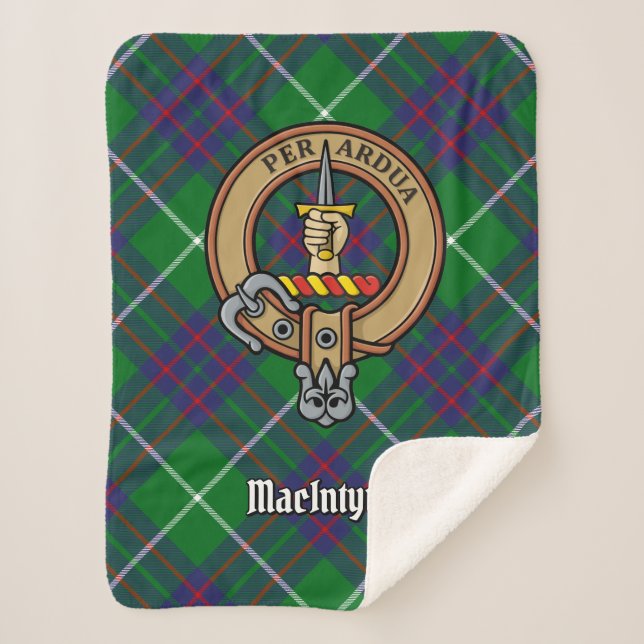 Couverture Sherpa Clan MacIntyre Crest sur Tartan (Devant)