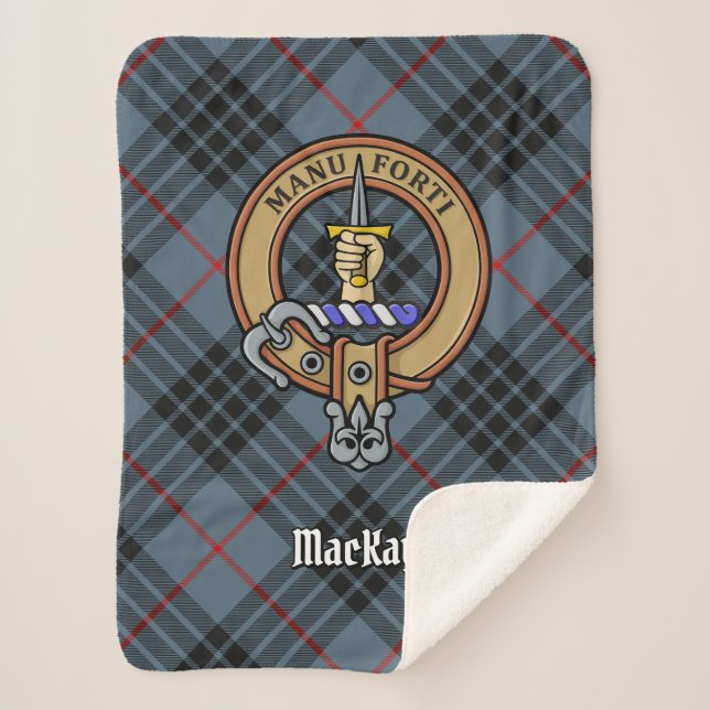 Couverture Sherpa Clan MacKay Crest sur Blue Tartan (Devant)