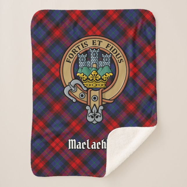 Couverture Sherpa Clan MacLachlan Crest sur Tartan (Devant)