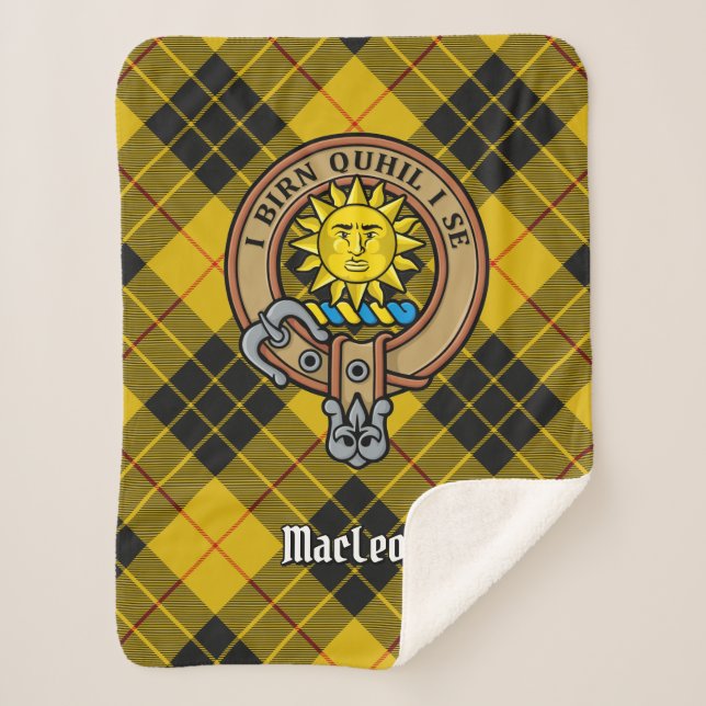 Couverture Sherpa Clan MacLeod de Lewis Crest sur Tartan (Devant)