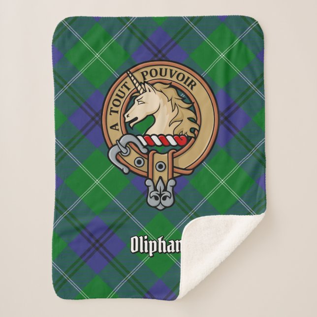 Couverture Sherpa Clan Oliphant Crest sur Tartan (Devant)