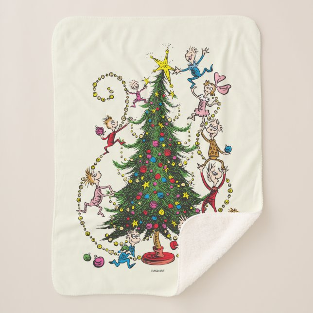 Couverture Sherpa Classique Le Grinch | Sapin de Noël (Devant)
