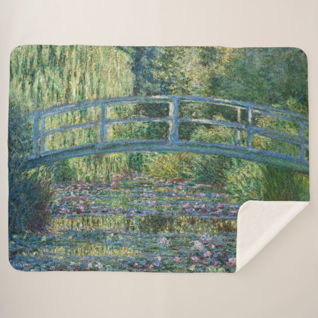 Couverture Sherpa Claude Monet - Eau Lily étang, Harmonie verte (Devant (Horizontal))