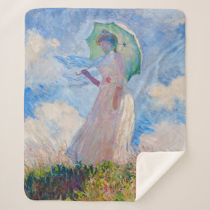 Couverture Sherpa Claude Monet - Femme avec Parasol face à gauche