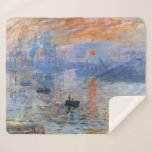 Couverture Sherpa Claude Monet Impression soleil levant 1872 Port Ar<br><div class="desc">"Impression, soleil levant" (1872) est un chef-d'œuvre historique de Claude Monet, le fondateur de l'impressionnisme français. Ce tableau emblématique capture le port du Havre à l'aube, voilé dans une brume douce et éthérée. Le point focal est un soleil orange brillant qui jette une réflexion rythmée et ardente sur les ondulations...</div>