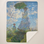 Couverture Sherpa Claude Monet - La Promenade, Femme avec un Parasol<br><div class="desc">La Promenade,  Femme avec un Parasol / Madame Monet et son fils / La Promenade / La Femme a l'ombrelle - Claude Monet,  1875</div>