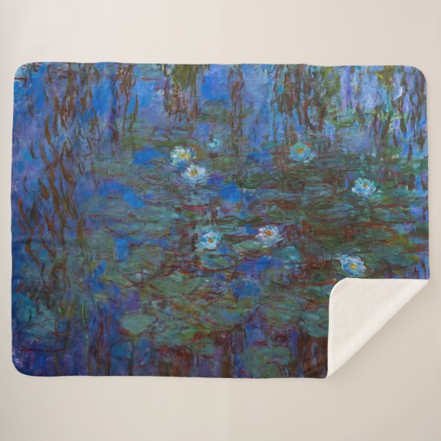 Couverture Sherpa Claude Monet - Lys d'Eau Bleue (Devant (Horizontal))