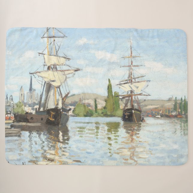 Couverture Sherpa Claude Monet. Navires à cheval sur la Seine à Roue (Devant (Horizontal))