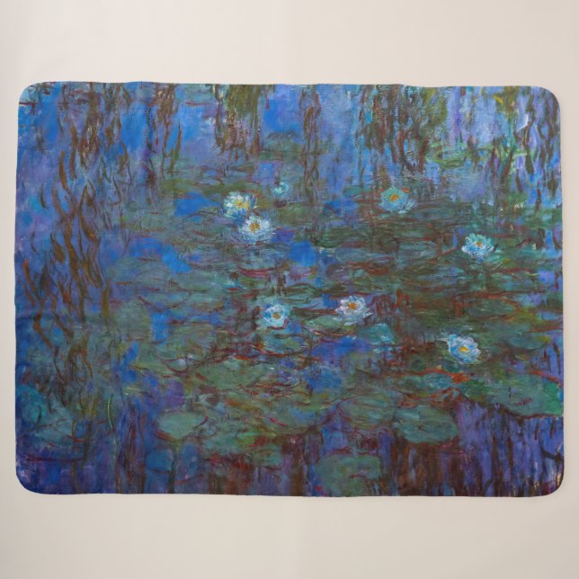 Couverture Sherpa Claude Monet - Nymphéas bleus (Devant (Horizontal))