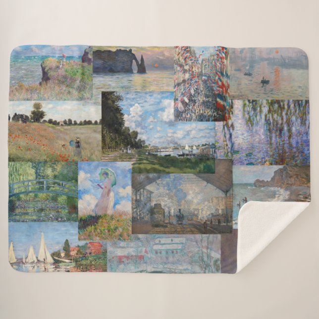 Couverture Sherpa Claude Monet - Patchwork de chefs-d'oeuvre (Devant (Horizontal))