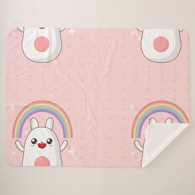 Couverture Sherpa Clipart arc-en-ciel de Kawaii (Devant (Horizontal))