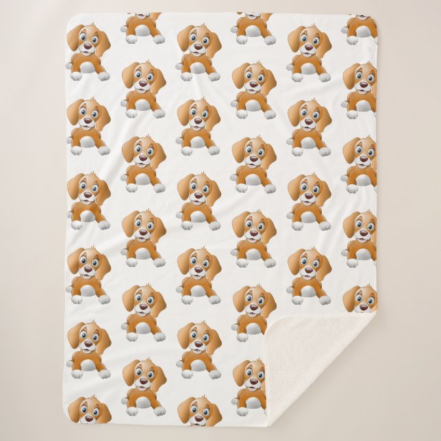 Couverture Sherpa Clipart Brown de chien (Devant)