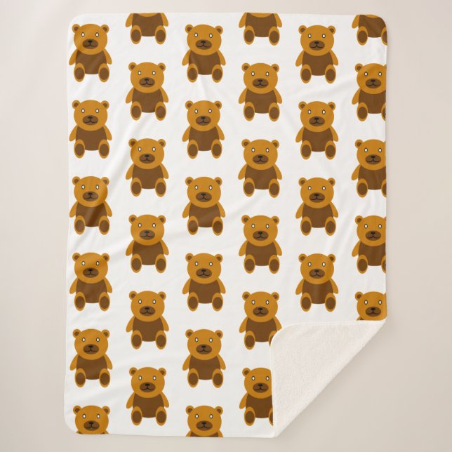 Couverture Sherpa Clipart nounours Brown (Devant)