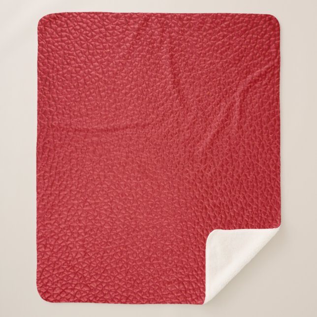 Couverture Sherpa Closeup en cuir artificiel rouge foncé. (Devant)