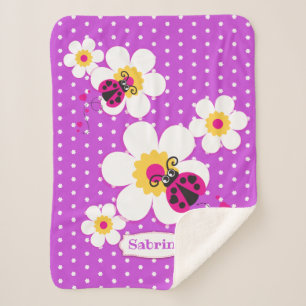 Couverture Sherpa coccinelle à coccinelle rose violet