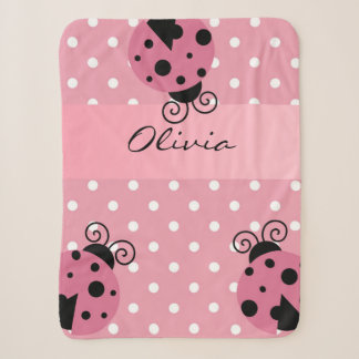 Couverture Sherpa Coccinelle rose personnalisée