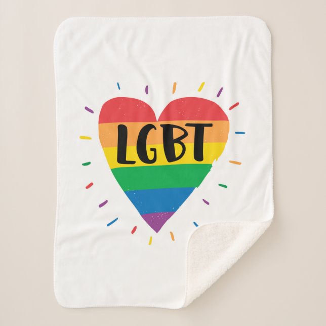Couverture Sherpa Coeur arc-en-ciel LGBT (Devant)